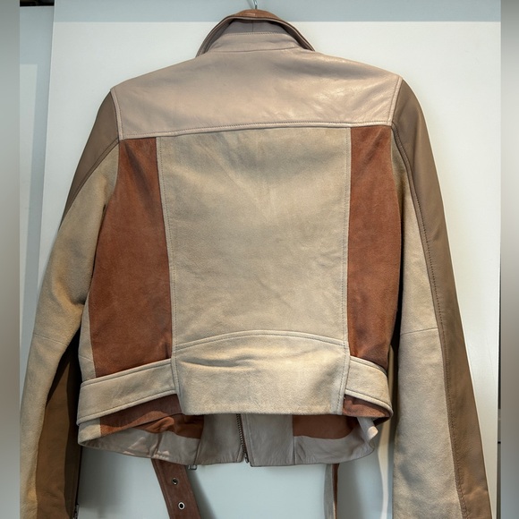 ALL SAINTS Balfern leather and suede biker jacket size 8 - Picture 5 of 9